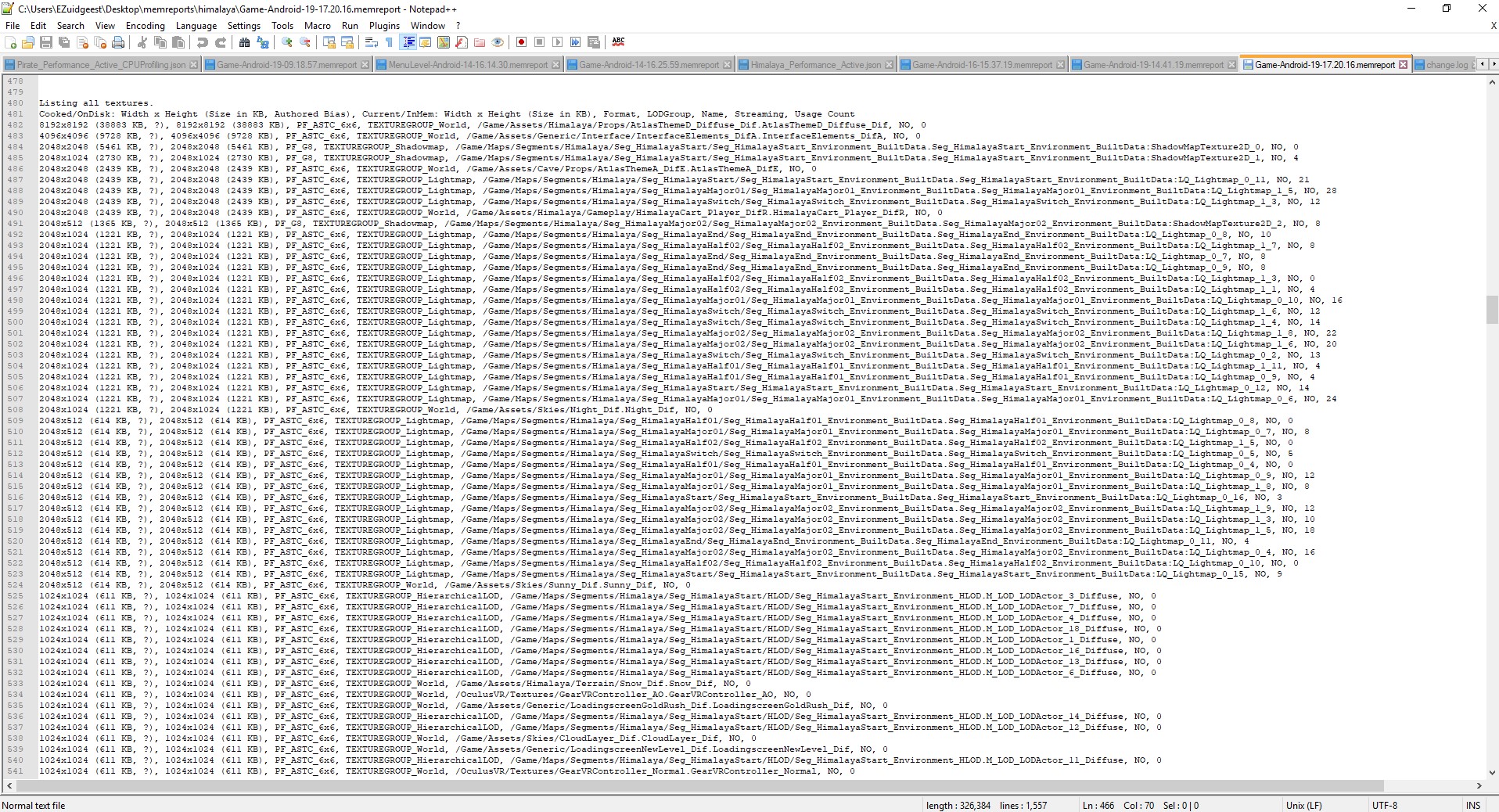 MemoryReports textures